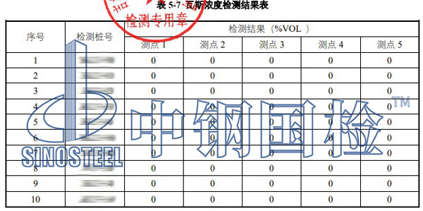 瓦斯?jié)舛葯z測項目結(jié)果